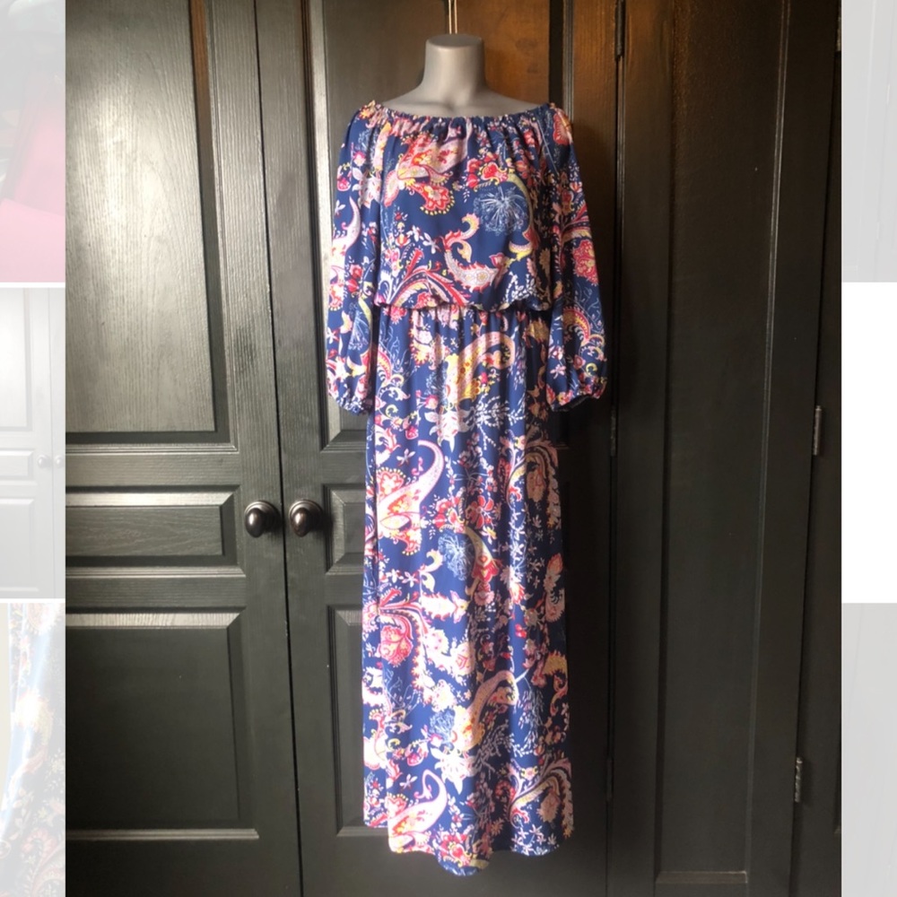 Vintage 70’s Blue Paisley Dress